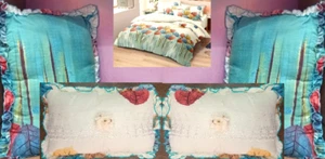 Luxury Queen Sheet Set Flat Sheet, 2 Pillow Covers & 2 Cushions, Rose 5 Pc Set. - Picture 1 of 4