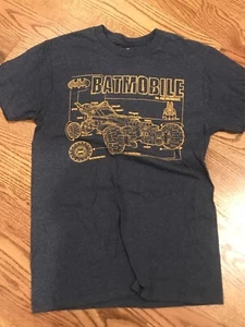 EUC Men's Small LEGO Batman Batmobile T-Shirt Blue Yellow DC Comics - Picture 1 of 1
