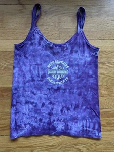 Harley Davidson Vintage Y2K Womens Tie-Dye Purple Tank Top - Large. - Picture 1 of 2