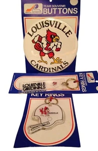 1990s Louisville Cardinals Giant 6" Pin-Back Button + 2 Acrylic Key Rings - Picture 1 of 4