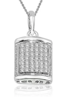 Collar colgante pavé de diamantes reales de 0,45 quilates I1 G de oro blanco macizo de 14 quilates de 0,80 pulgadas Foto 1 de 4