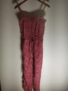 Gap Girl's Floral Strap Jumpsuit Pockets Tie Waist Size Small New With Tags - Picture 1 of 13