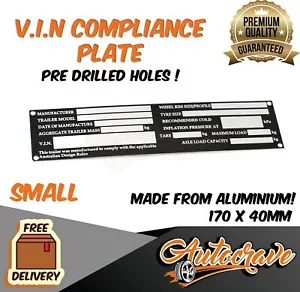 Trailer VIN Number Plate Compliance ID Tag Horse Float Caravan Boat Small Alumin - Picture 1 of 1