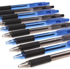 RETRACTABLE CLICK TIP PENS Black Blue Smooth Ink Biro Office Writing Stationery