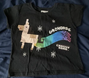 Crossy Road Unihorse Short Sleeve Shirt Black Rainbow Color Kids Size 5-6 Years - Picture 1 of 21