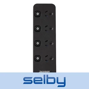 Jackson 4 Outlet Surge Protected Powerboard Individually Switched Black - Picture 1 of 6