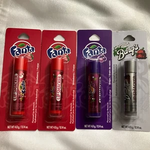 Licensed Soda Flavored Lip Balm-Fanta Strawberry (x2) & Grape, Barg’s. Lot Of 4 - Picture 1 of 7