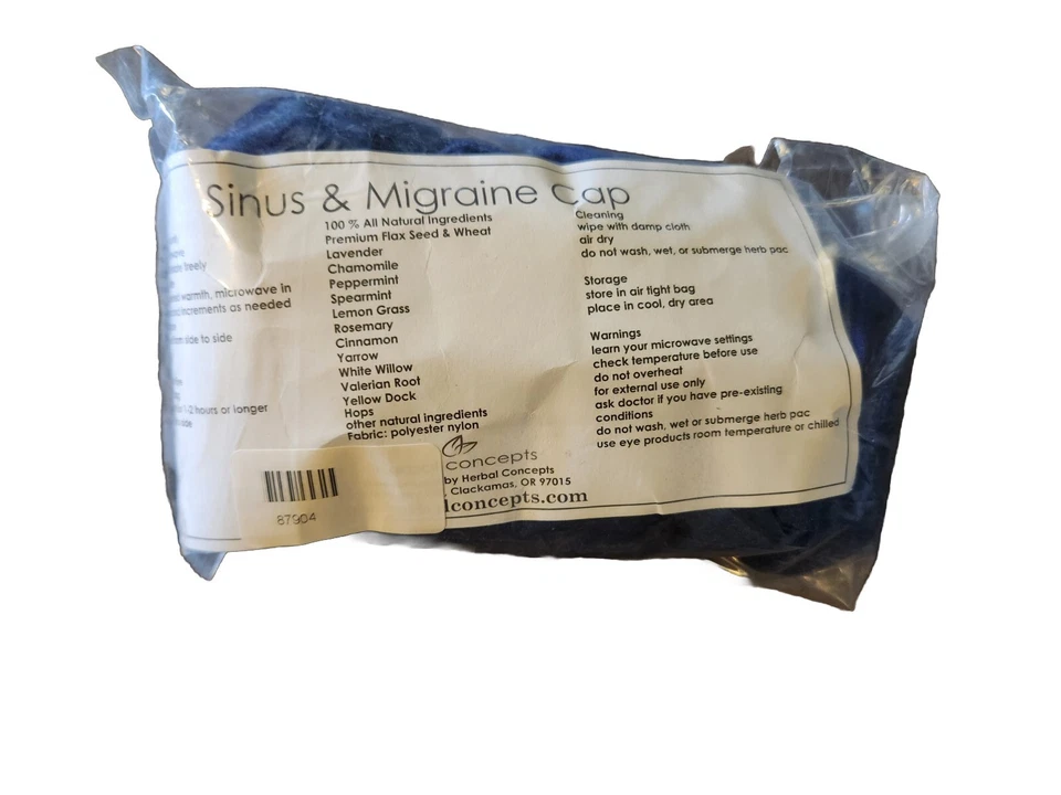 NUEVO Gorra herbal y máscara para ojos para aliviar la presión sinusal y migraña Foto 1 de 3
