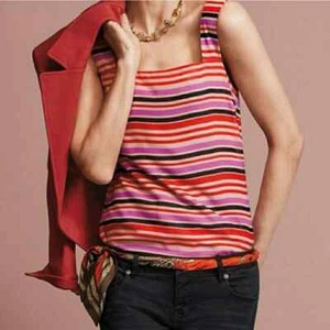 Cabi London Calling Banded Tank Top Size S Square Neck Sleeveless Striped Pink - Picture 1 of 7