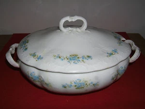Antiguo Tureen de Sopa Grande Decorativa Azul Floral Eldo Carlsbad - Imagen 1 de 10
