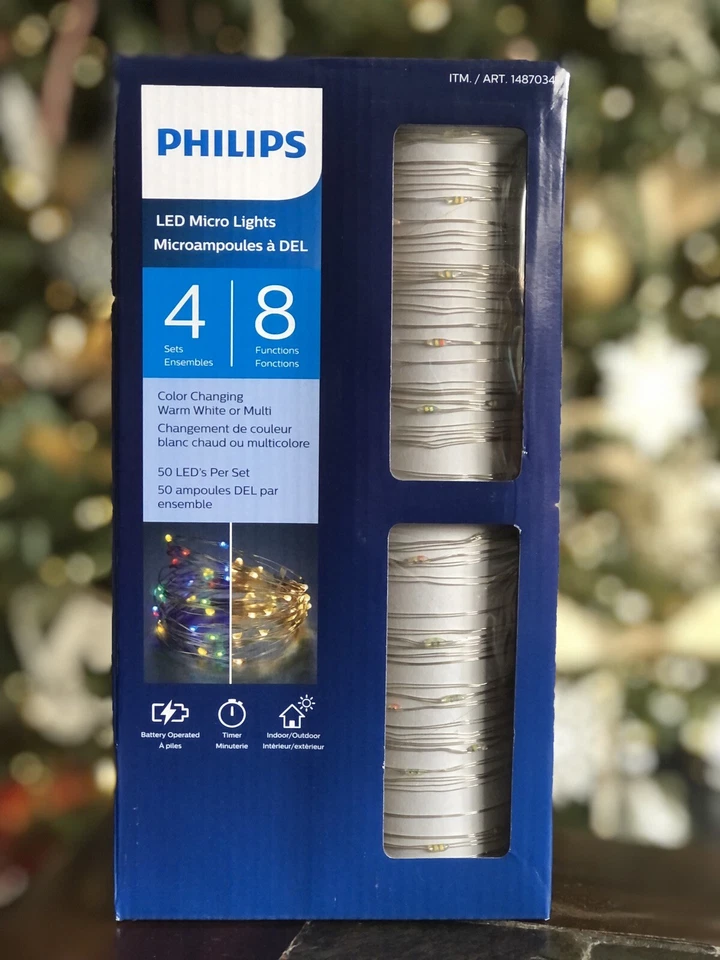 Philips Dual Color Microdot LED 4 Sets of 50 Glass Block Fairy XMAS Mini Lights - Image 1 of 1