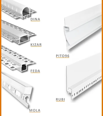 LED Profile Trockenbau 💡 Fliesen Rigips Unterputz Schattenfuge Licht Vouten   - Bild 1 von 4