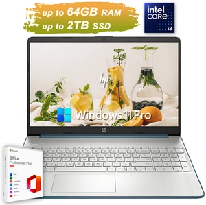 HP Laptop Computer Office 2024 15.6 Intel i3 Upto 4.1 GHz, 64GB RAM 2TB SSD Pro - Picture 1 of 11