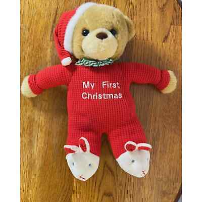 My First Christmas Teddy Bear Plush Rattle 11  Soft Dreams Waffle Knit Slippers • 38.92€