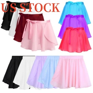 Kids Girls Basic Dance Practice Costume Ruched  Classic Chiffon Dancewear - Picture 1 of 78