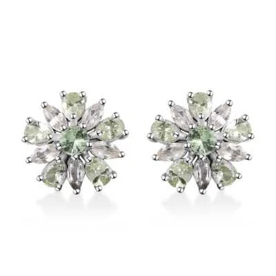 ¡¡HERMOSO!! Tachuelas de granate y circón chapadas en rodio de 3,10 quilates como nuevas de ley Foto 1 de 4