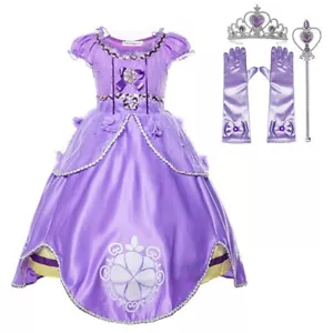Princess Purple Sofia Costume Dress Party Kids Toddler For Girls Dress Set 3-10T - Picture 1 of 10