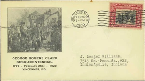 SAVOYSTAMPS- USA Cover -1929- George Rogers Clark -# 651 FDC, Vincennes, Indiana - Picture 1 of 1