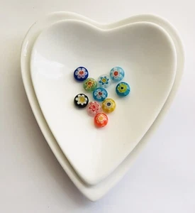 Sale Stunning Multicoloured Flat Round Millefiori Handmade Bead 7mm 10 PCs - Picture 1 of 1