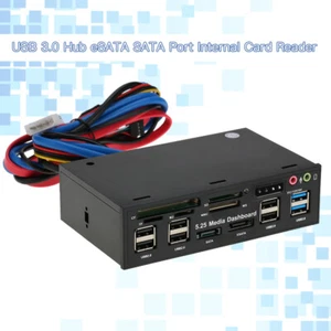 5.25" Media Dashboard Front Panel HUB eSATA SATA USB 3.0 Multi Card Reader X0M8 - Picture 1 of 12