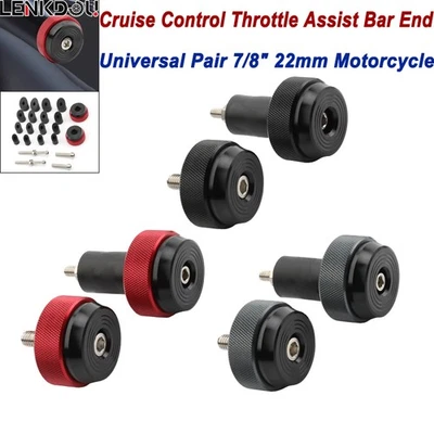 7/8" 22mm Motorcycle Cruise Control Throttle Assist Bar End Cover Universal Pair - Image 1 of 4