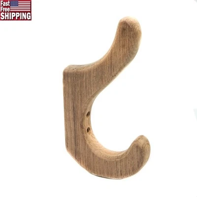 Gancho de teca maciza resistente ropa sombrero soporte equipo interior exterior acabado natural EE. UU. Foto 1 de 4