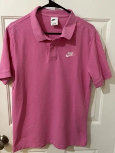 Nike Polo Shirt Mens Medium Pink Short Sleeve Cotton. Tiny Bleach Spec See Pic - Picture 1 of 7