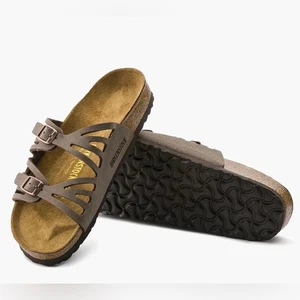 Birkenstock Granada Mocha Birkibuc Sandal Strappy Cushion Support Cork Slide On - Picture 1 of 9