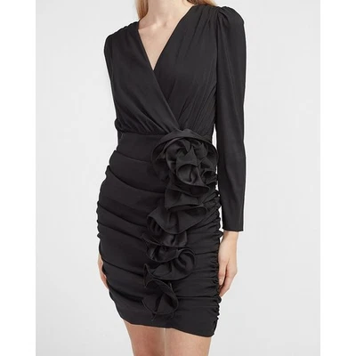 Express Ruched Ruffle Skirt Wrap Dress XXS - Image 1 of 4