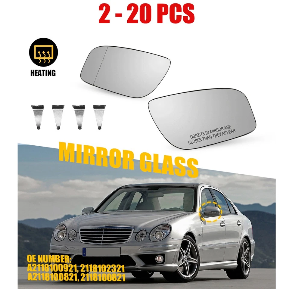 2-20X Glass Mirror Clear Fit Heated Mercedes-Benz E63 E350 E320 E280 E550 07-09 - Imagem 1 de 4