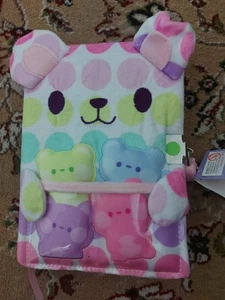 Rainbow Polka Dot Chibi Bear Plush Lock Diary - Picture 1 of 4