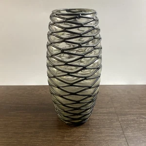 Hand Blown Bubble Glass in a Metal Cage Vase Vintage MCM Modernist Art Deco 9” - Picture 1 of 4