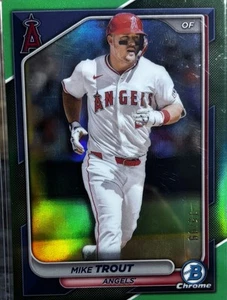 2024 Bowman Chrome Mike Trout Green Refractors 75/99 - Picture 1 of 2