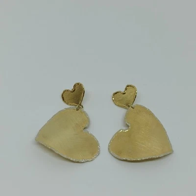 ORECCHINI IN ARGENTO 925 PENDENTI CUORE SATINATI BORDO DIAMANTATO (NCO0656) - Immagine 1 di 3