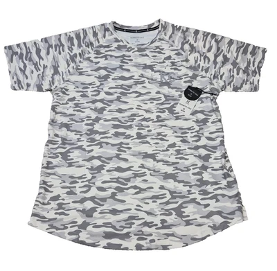 NUEVO CON ETIQUETAS $49 Kenneth Cole Hombres Active Tech Camisa S/S Elastizada Blanca Camuflada MEDIANA Foto 1 de 4