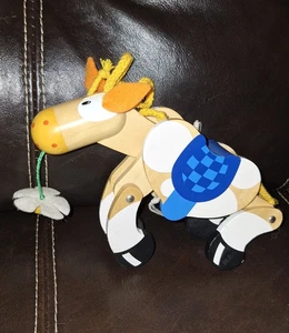 Vintage Sevi Wooden Horse Dual-String Galloping Toy 9''- Pull Strings=Horse Runs - Picture 1 of 2