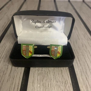 Vintage Queens College Cambridge Enamel Cuff Links Ryder & Amies NOS Style 2 - Picture 1 of 2
