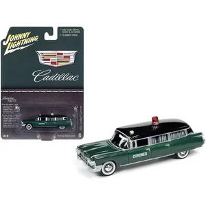 Johnny Lightning 1959 Cadillac Green Coroner Ambulance Hearse 1:64 New JLSP100 - Picture 1 of 3