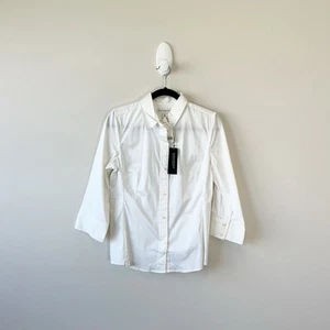 Banana Republic Fitted Button Down Shirt Stretch Off White Y2K Size 8 NWT’s - Picture 1 of 11