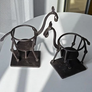 Pier 1 Imports Schmiedeeisen Stilisierte Giraffe Teelichthalter 7 im 2er Set - Bild 1 von 9
