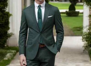 Grüner Herrenanzug 2-teilig Luxus Hochzeit Bräutigam Partykleidung maßgeschneidert 2-Knopf-Stil - Bild 1 von 5