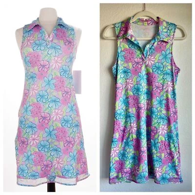 Nuevo sin etiquetas Vestido Polo Floral Gottex Para Mujer Golf Tenis Pickleball Sin Mangas XS Foto 1 de 4