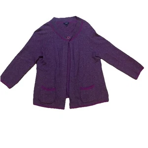 Talbots lila grau Lammwolle Angora Kaschmirmischung vorne offen Strickjacke Größe M - Bild 1 von 7