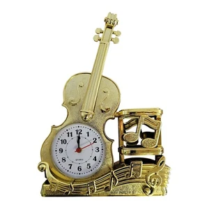 Violin Figurine Tabletop Alarm Clock Quartz Movement Bedside Night Analog Clock - Picture 1 of 35