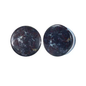 Pair of Chicken Blood Single Flare Stone Ear Plugs Silicone O-Ring Expander E620 - Picture 1 of 3