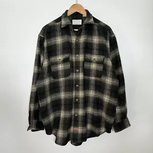Vintage 90s American Eagle Shirt Jacket L Heavy Plaid Flannel Classic Outdoor - Picture 1 of 9