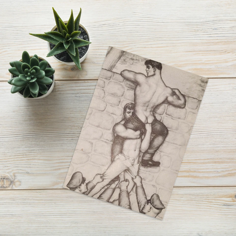 Tarjeta de felicitación física ilustrada de cuero para hombres COPS gay homoerótica  Foto 1 de 1
