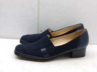 Rangoni Navy Blue Leather Fabric Slip On Loafer Heel Pumps Women's Shoes 7.5(3A) - Image 1 of 4