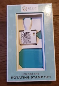 Ink Pad Rotating Stamp Set 12 Motivational Phrases Order Home Collection NIB - Picture 1 of 2