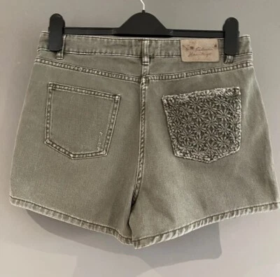 Matalan Falmer Summer Festival khaki green lace denim Jeans Mom shorts size 10 - Image 1 of 4